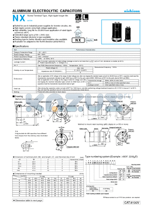 LNX2G122MSEF datasheet - ALUMINUM ELECTROLYTIC CAPACITORS