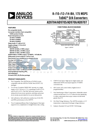 AD9706-EB datasheet - 8-/10-/12-/14-Bit, 175 MSPS TxDAC D/A Converters