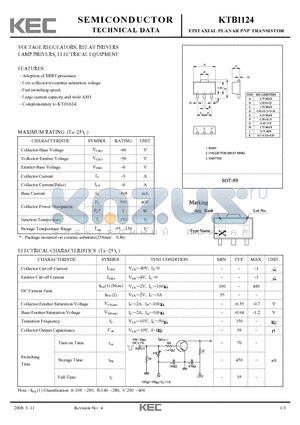 KTB1124_08 datasheet - EPITAXIAL PLANAR PNP TRANSISTOR
