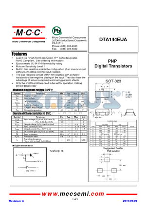 DTA144EUA_11 datasheet - PNP Digital Transistors