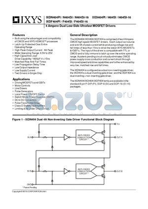 IXDN404SI-16 datasheet - 4 Ampere Dual Low-Side Ultrafast MOSFET Drivers