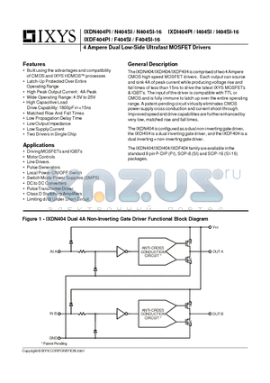 IXDN404PI datasheet - 4 Ampere Dual Low-Side Ultrafast MOSFET Drivers