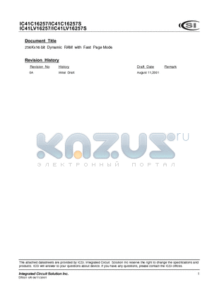 IC41LV16257-35K datasheet - 256K x 16 (4-MBIT) DYNAMIC RAM WITH FAST PAGE MODE