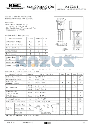 KTC2814 datasheet - EPITAXIAL PLANAR NPN TRANSISTOR (POWER AMPLIFIER, POWER SWITCHING)