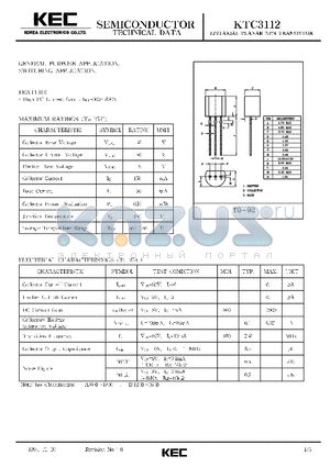 KTC3112 datasheet - EPITAXIAL PLANAR NPN TRANSISTOR (GENERAL PURPOSE, SWITCHING)