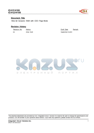 IC41LV4100 datasheet - 1Mx4 bit Dynamic RAM with EDO Page Mode