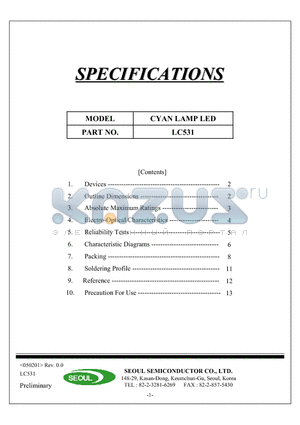 LO121 datasheet - CYAN LAMP LED