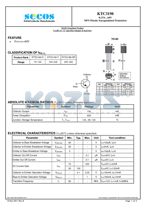 KTC3198 datasheet - General Purpose Transistor