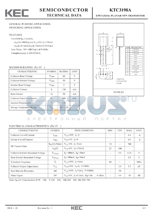 KTC3198A_10 datasheet - SEMICONDUCTOR TECHNICAL DATA