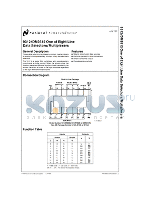 9312FMQB datasheet - One of Eight Line Data Selectors/Multiplexers