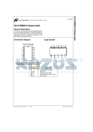 9314 datasheet - Quad Latch