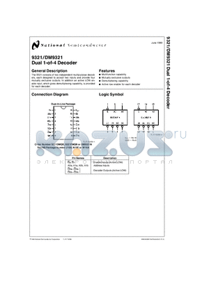 9321DMQB datasheet - DUAL 1-OF-4 DECODER