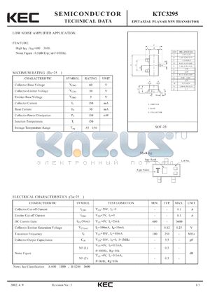 KTC3295 datasheet - EPITAXIAL PLANAR NPN TRANSISTOR
