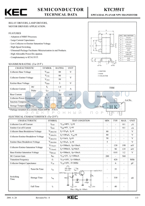 KTC3551T datasheet - EPITAXIAL PLANAR NPN TRANSISTOR