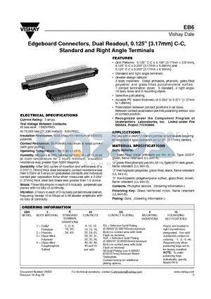 EB613R10 datasheet - Edgeboard Connectors, Dual Readout, 0.125
