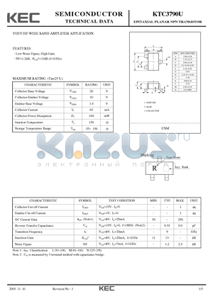 KTC3790UL datasheet - EPITAXIAL PLANAR NPN TRANSISTOR