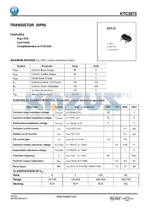 KTC3875 datasheet - TRANSISTOR (NPN)