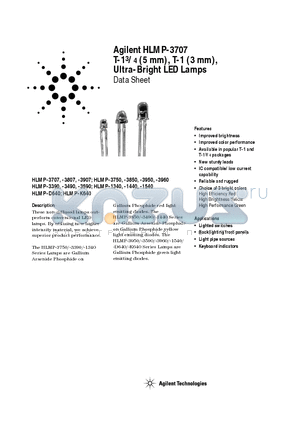 HLMP-3950 datasheet - T-13/4 (5 mm), T-1 (3 mm), Ultra-Bright LED Lamps