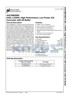 ADC08B3000 datasheet - 8-bIT, 3gsps, High Performance, Low Power A/D Converter with 4K Buffer