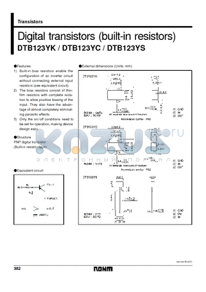 DTB123 datasheet - Digital transistors (built-in resistors)