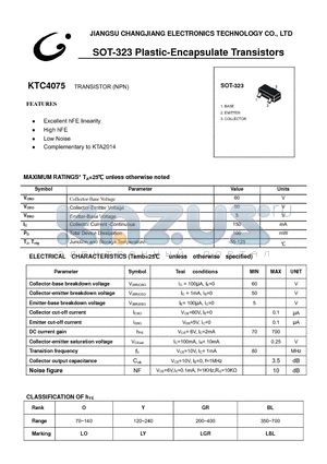 KTC4075 datasheet - TRANSISTOR (NPN)