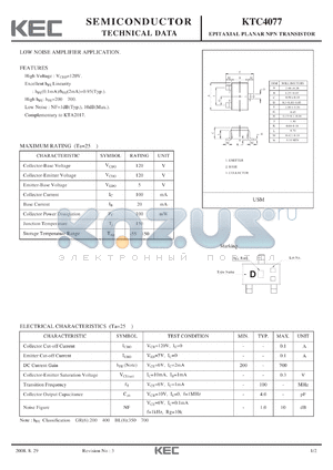 KTC4077 datasheet - EPITAXIAL PLANAR NPN TRANSISTOR