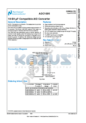 ADC1005BCJ datasheet - 10-Bit lP Compatible A/D Converter