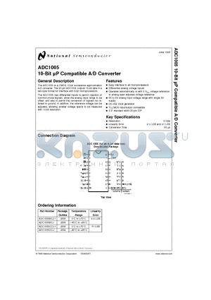 ADC1005 datasheet - 10-Bit P Compatible A/D Converter