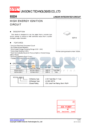 93334-S08-R datasheet - HIGH ENERGY IGNITION CIRCUIT