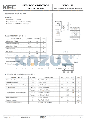 KTC4380_1 datasheet - EPITAXIAL PLANAR NPN TRANSISTOR