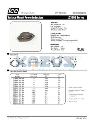 LO3308 datasheet - Surface Mount Power Inductors