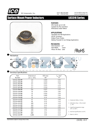 LO3316-100-RM datasheet - Surface Mount Power Inductors