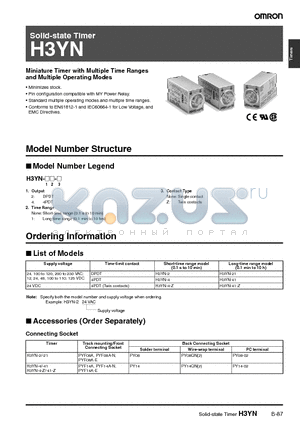 H3YN datasheet - Solid-state Timer (Miniature Timer with Multiple Time Ranges and Multiple Operating Modes)