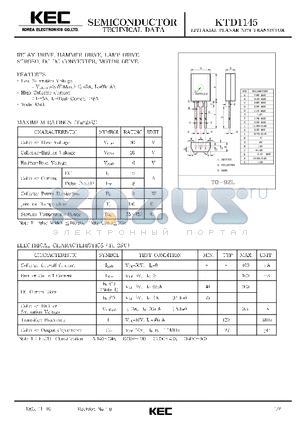 KTD1145 datasheet - EPITAXIAL PLANAR NPN TRANSISTOR (RELAY DRIVE, HAMMER DIRVE, LAMP DRIVE, STROBO,DC-DC CONVERTER, MOTOR DRIVE)