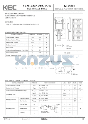 KTD1414_07 datasheet - EPITAXIAL PLANAR NPN TRANSISTOR