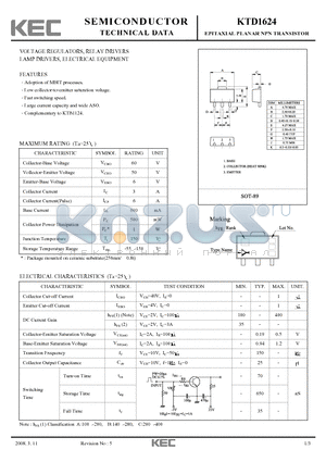 KTD1624_08 datasheet - EPITAXIAL PLANAR NPN TRANSISTOR