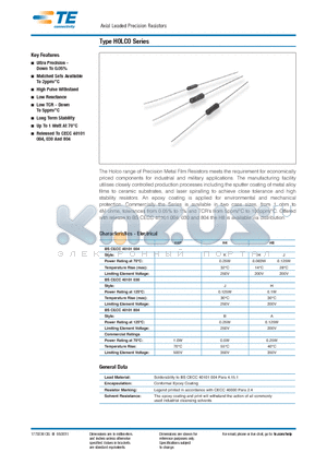 H4100KACB datasheet - Axial Leaded Precision Resistors