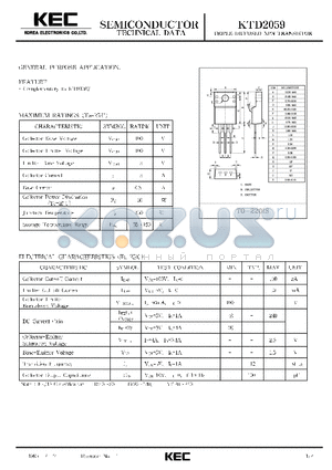 KTD2059 datasheet - TRIPLE DIFFUSED NPN TRANSISTOR(GENERAL PURPOSE)