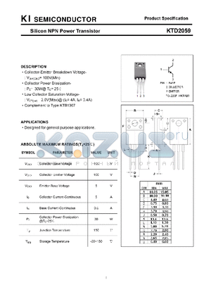 KTD2059 datasheet - Silicon NPN Power Transistor