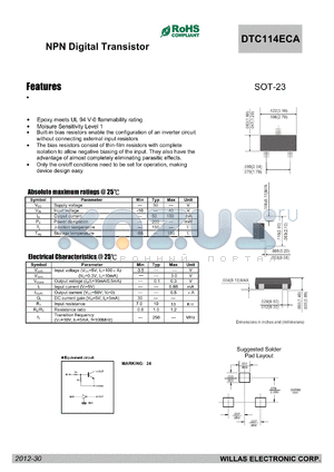 DTC114ECA datasheet - NPN Digital Transistor