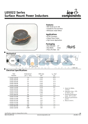 LO5022-102-RM datasheet - Surface Mount Power Inductors