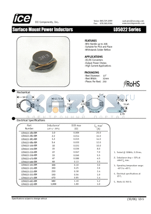 LO5022-220-RM datasheet - Surface Mount Power Inductors