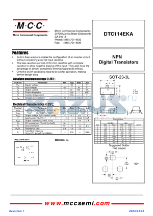 DTC114EKA datasheet - NPN Digital Transistors