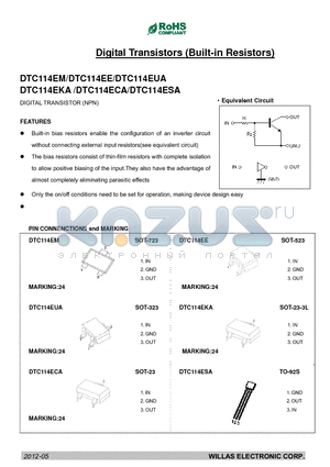DTC114EUA datasheet - Digital Transistors (Built-in Resistors)