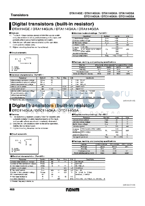 DTC114GSA datasheet - Digital Transistors (Built-in Resistor)