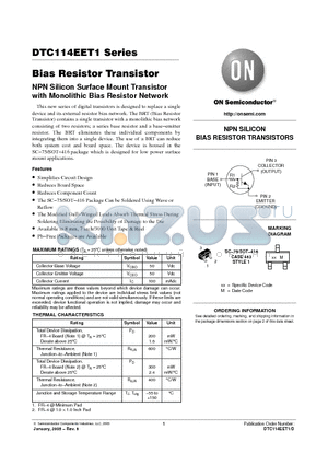 DTC114TET1G datasheet - Bias Resistor Transistor