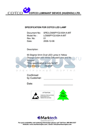 LO566PYO2-65H-A-MT datasheet - SPECIFICATION FOR COTCO LED LAMP