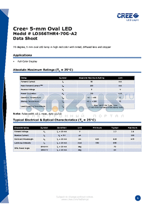 LO566THR4-70G-A2 datasheet - 5-mm Oval LED