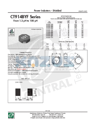 CT914BYF-100M datasheet - Power Inductors - Shielded