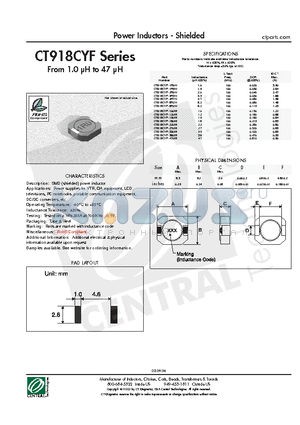 CT918CYF datasheet - Power Inductors - Shielded